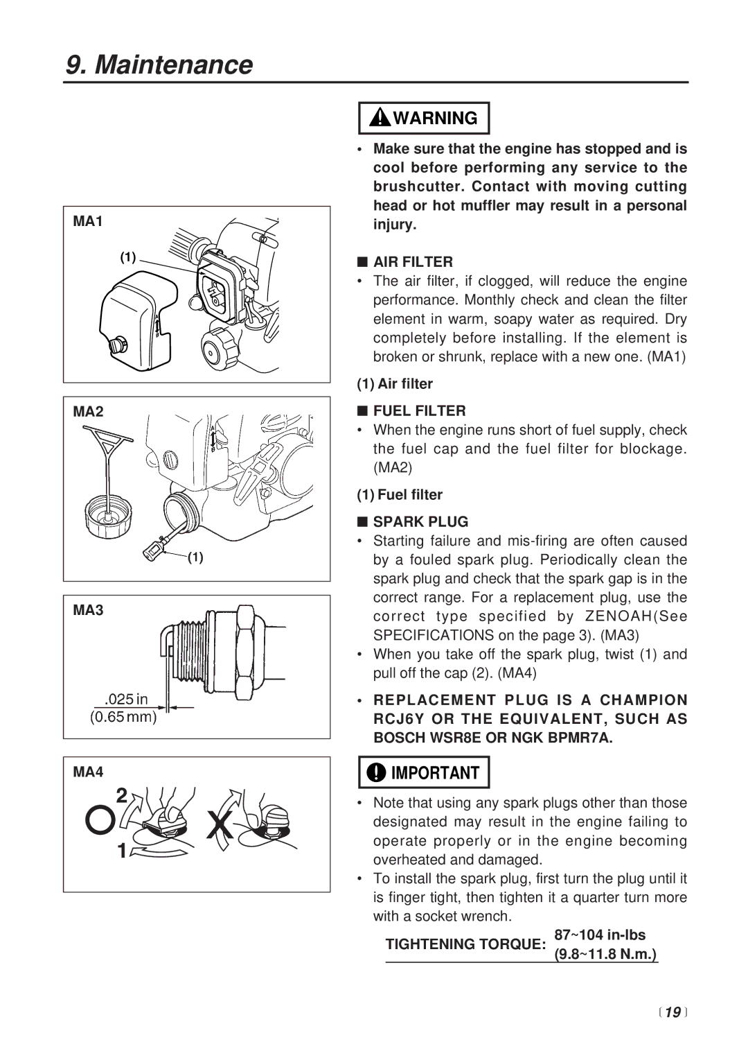 Zenoah BT251 manual 19  