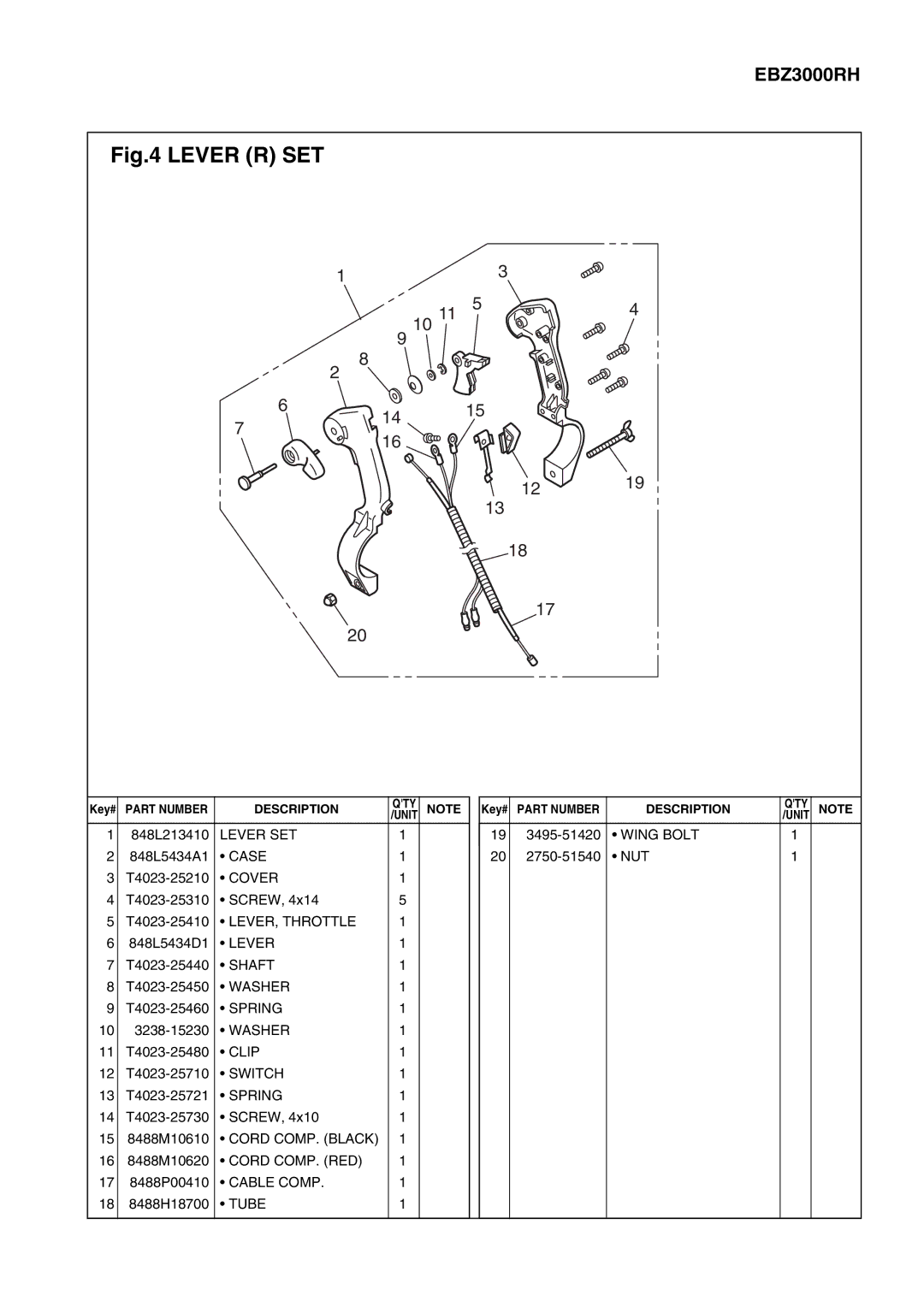 Zenoah EBZ3000RH manual Lever R SET 