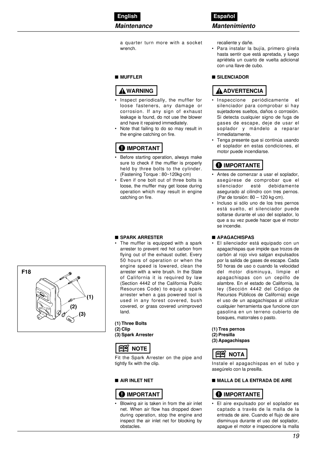 Zenoah EBZ4800RH manual F18 