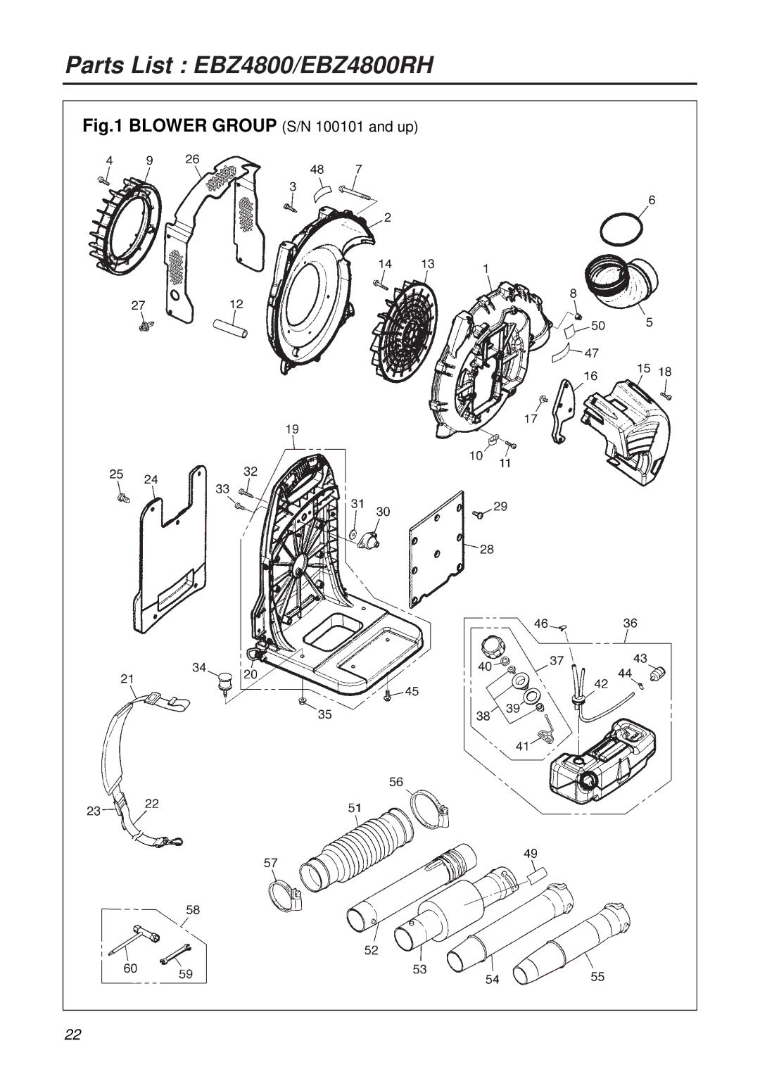 Zenoah manual Parts List EBZ4800/EBZ4800RH 