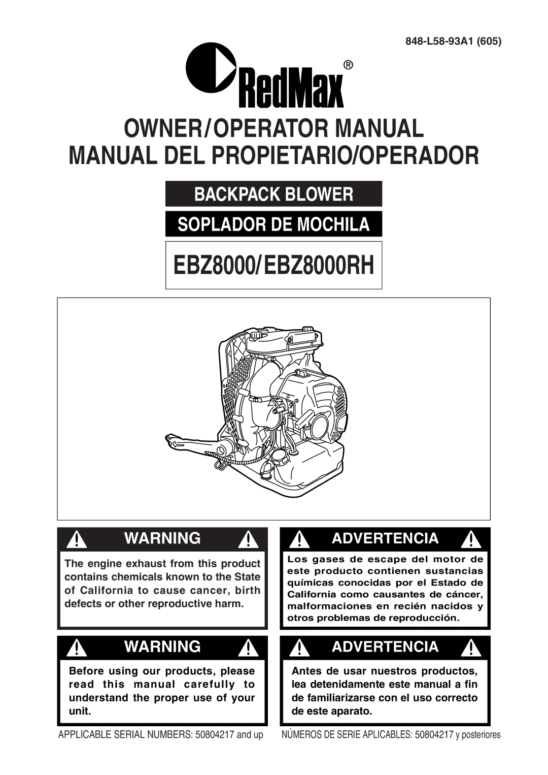 Zenoah EBZ8000/8000RH manual EBZ8000/EBZ8000RH 