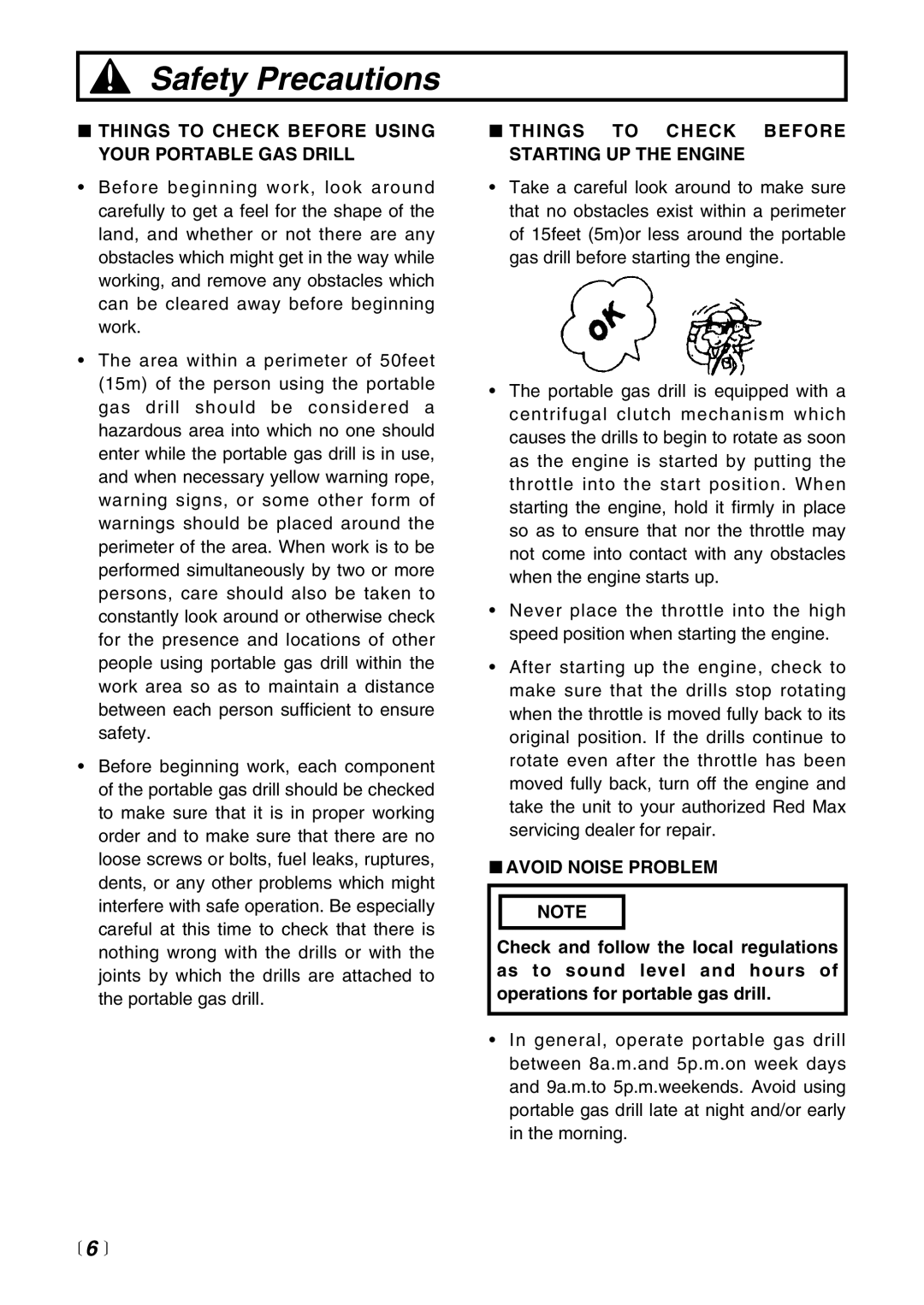 Zenoah EDG2300 manual Things to Check Before Using Your Portable GAS Drill, Things to Check Before Starting UP the Engine 