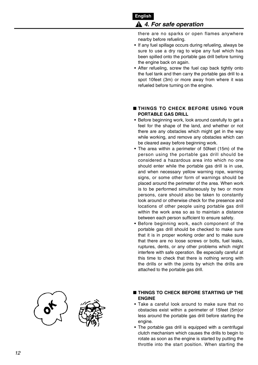 Zenoah EDG2300R manual Things to Check Before Using Your Portable GAS Drill, Things to Check Before Starting UP the Engine 