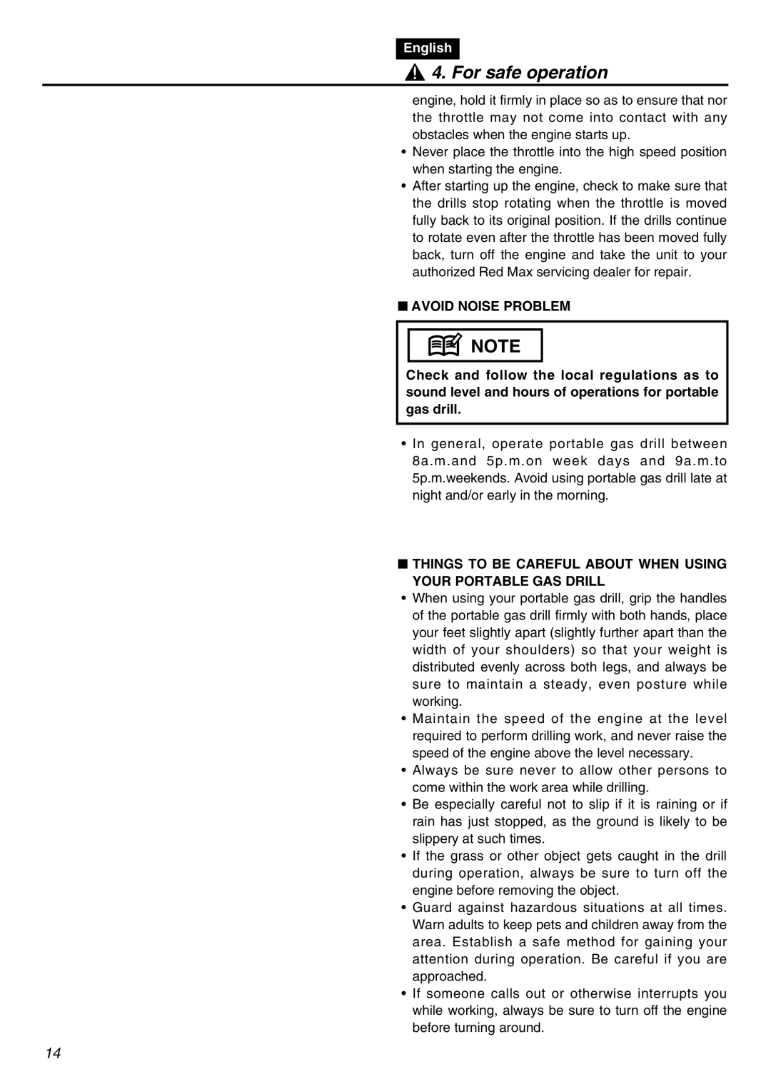 Zenoah EDG2300R manual Avoid Noise Problem 