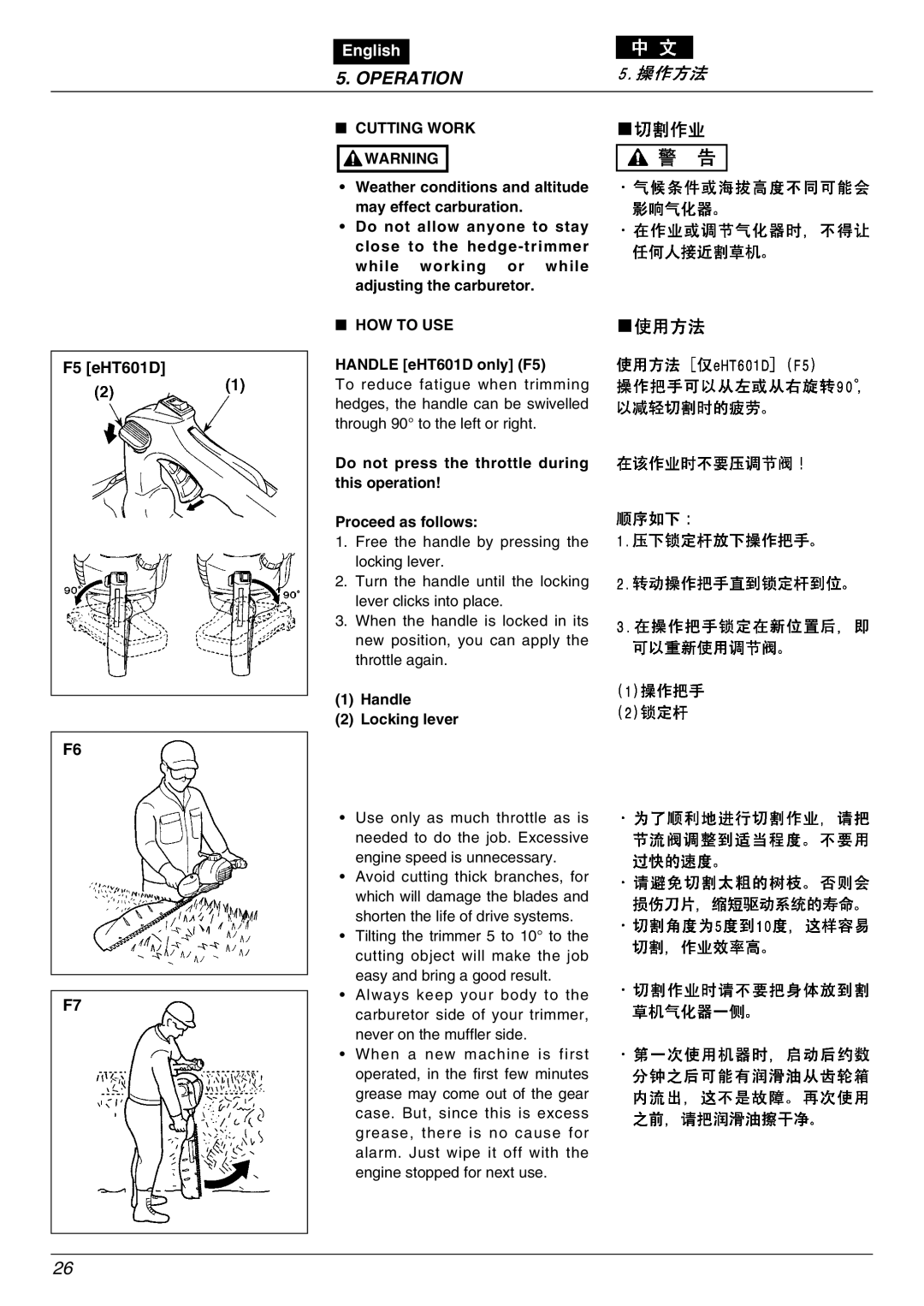 Zenoah EHT601D, EHT751S owner manual Cutting Work Warning, HOW to USE 