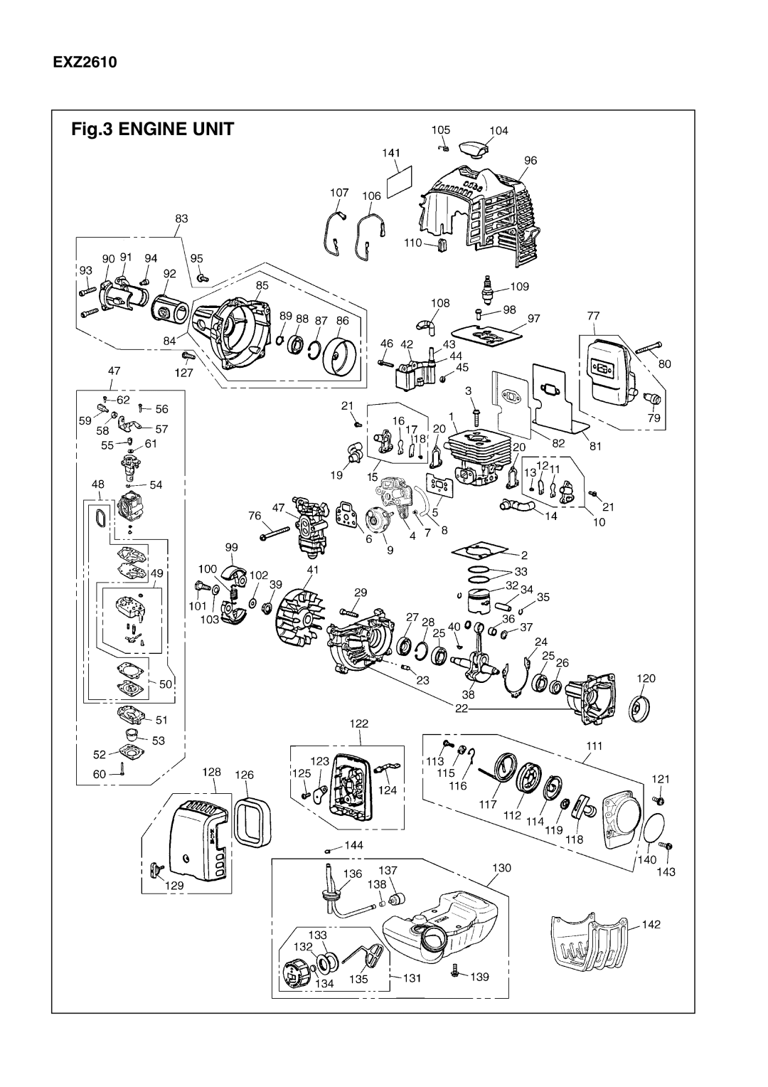 Zenoah LRT-EX (ATT), ENGINE, EX-BC, EXZ2610, EXZ-PU, PS-EX (ATT), HE-EZ (ATT), BC-EX manual Engine Unit 