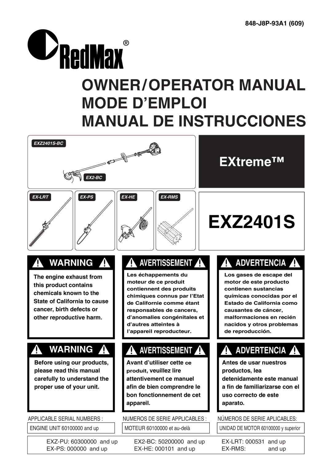 Zenoah EXZ2401S manual 