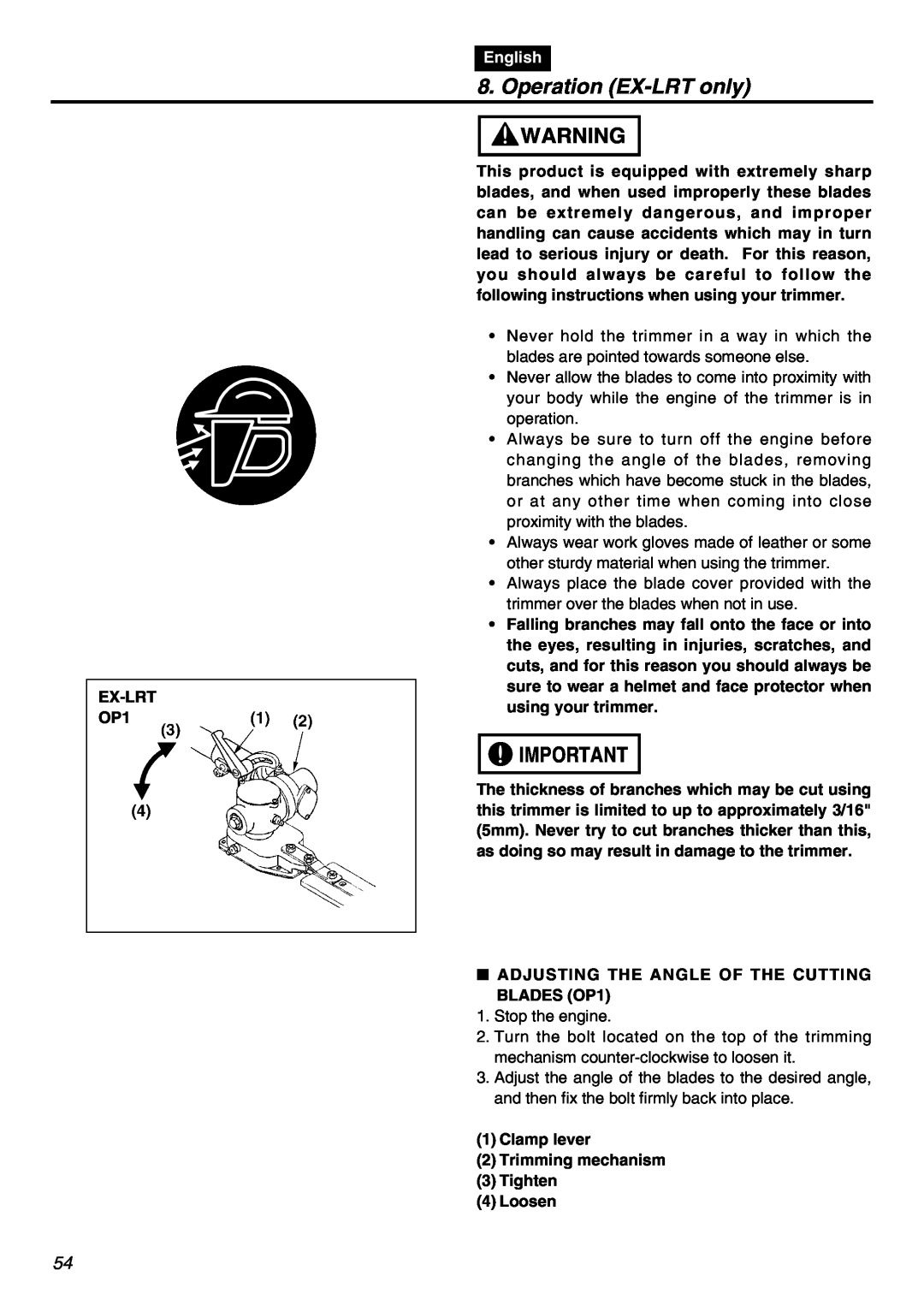 Zenoah EXZ2401S manual Operation EX-LRT only, English 