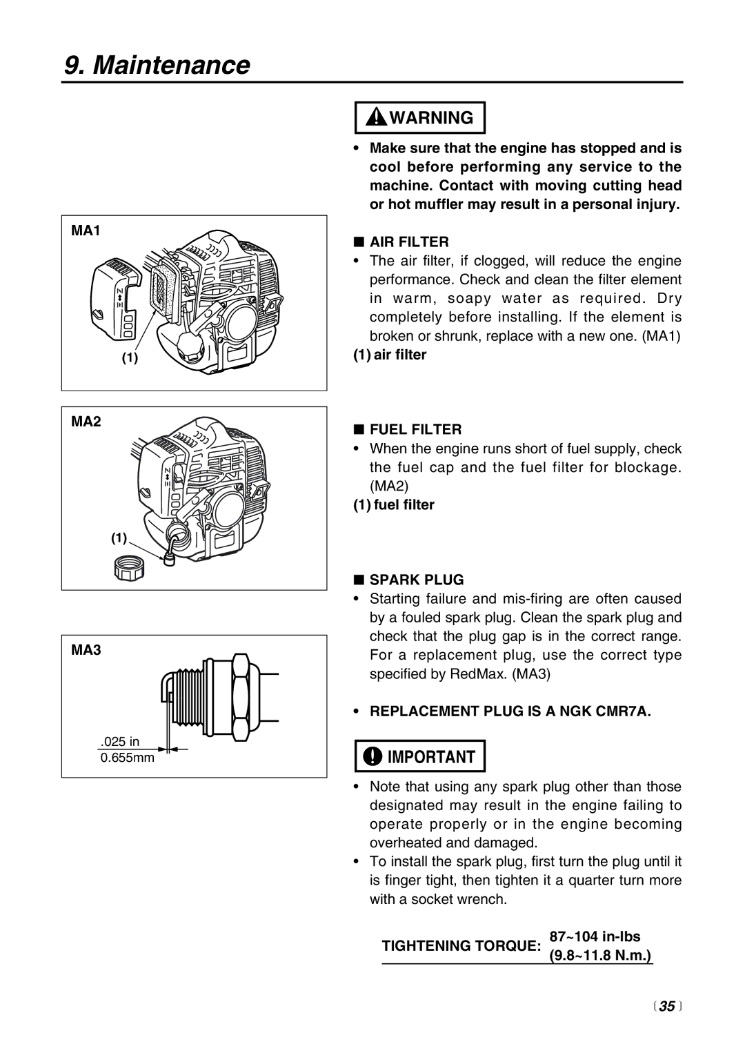 Zenoah EXZ2500S-BC, EX-BC, EX-LRT, EX-PS, EX-HE, EXZ2600DL manual  35  