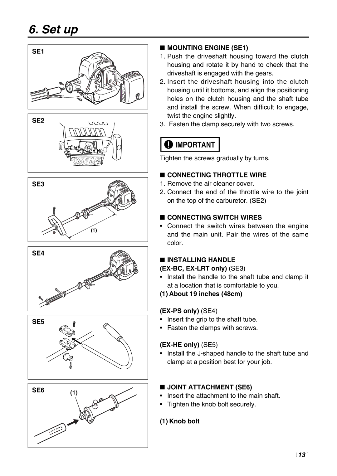 Zenoah EXZ2500S manual Set up,  13  