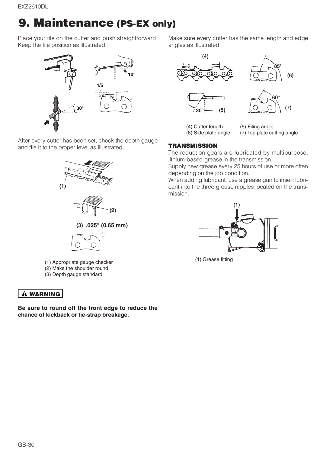 Zenoah EXZ2610DL owner manual 025 0.65 mm 