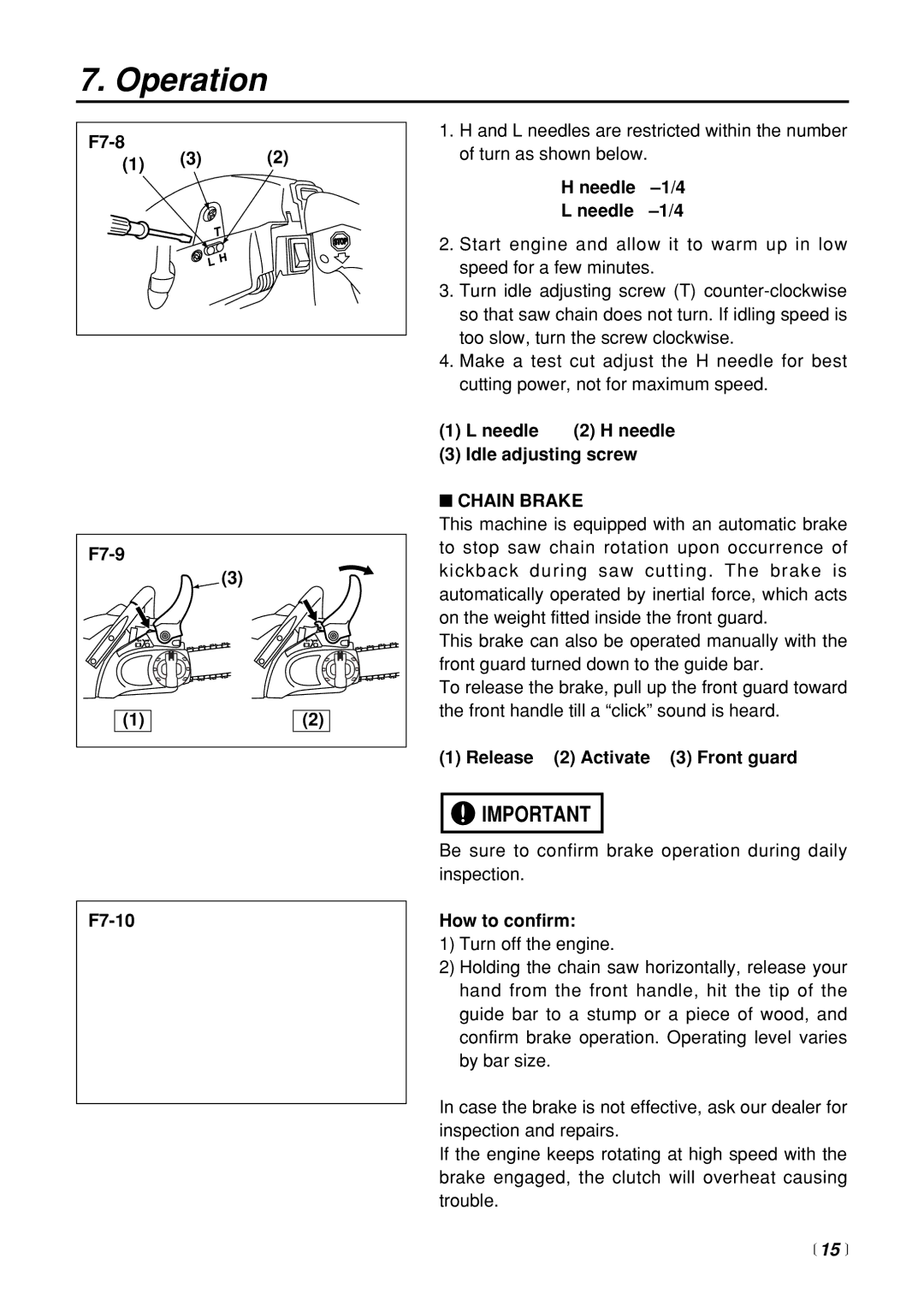 Zenoah G3200 manual Chain Brake 