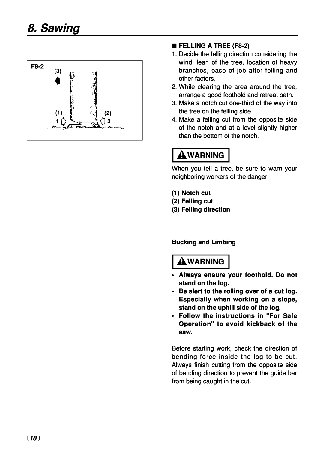 Zenoah G3200 manual  18 , Sawing, F8-2 