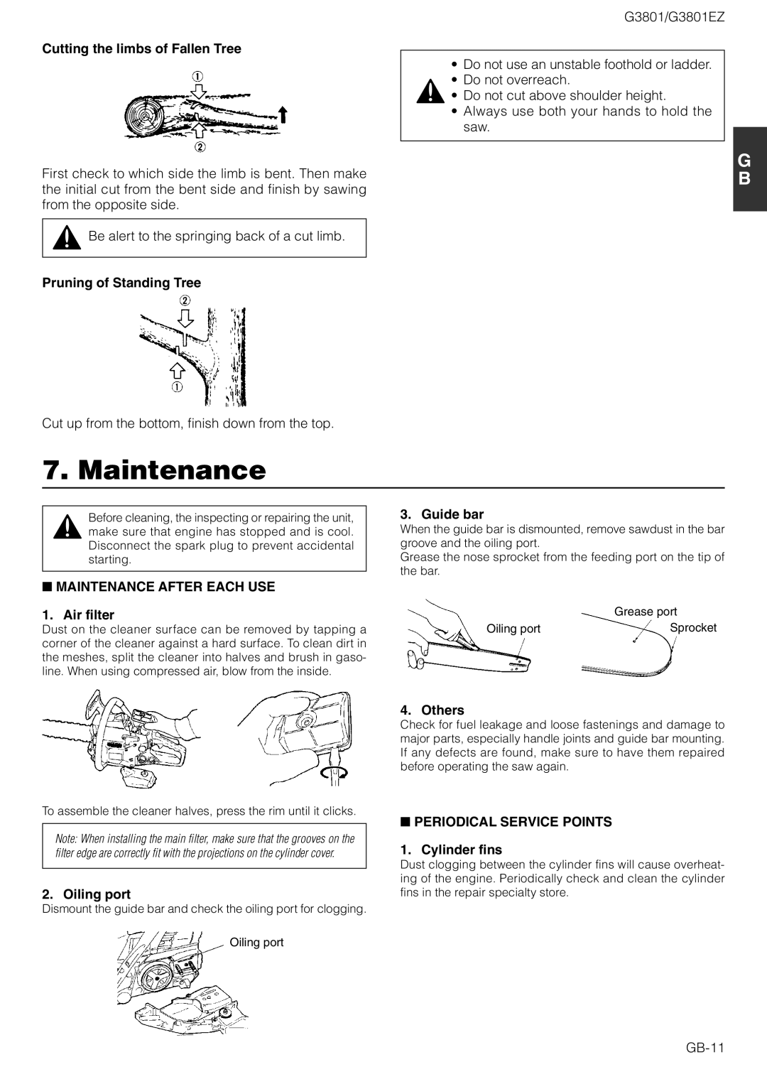 Zenoah G3801EZ owner manual Maintenance After Each USE, Periodical Service Points 