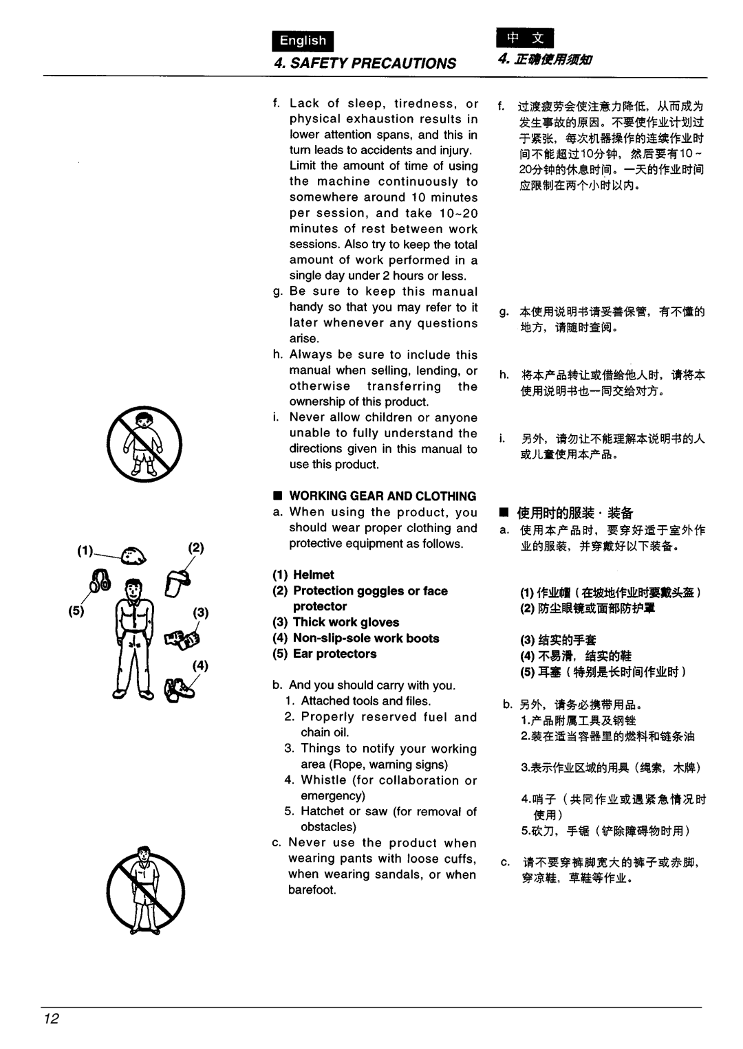 Zenoah G4500/G5200, G5000 manual 