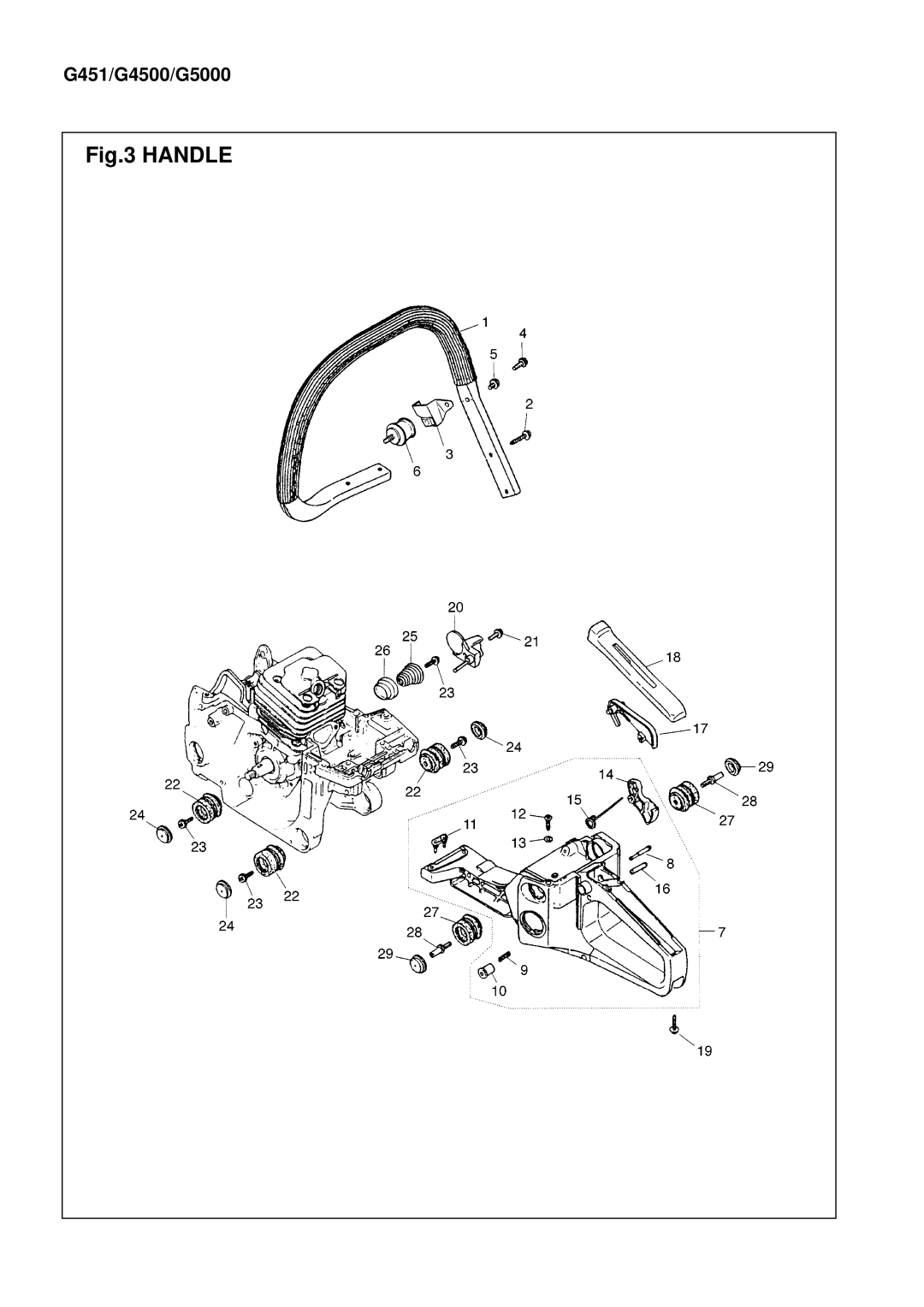 Zenoah G451/G4500 manual Handle 