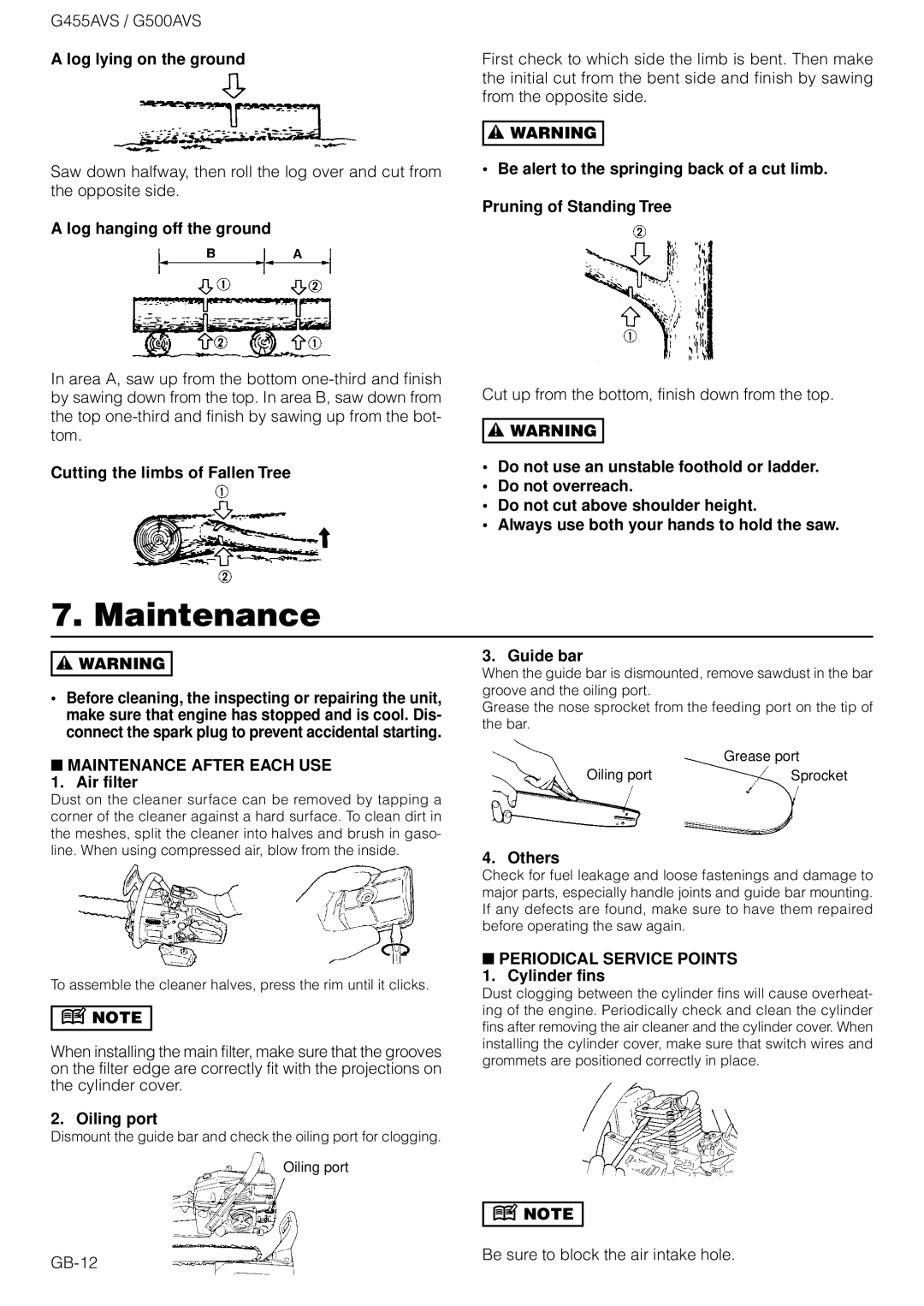 Zenoah G500AVS owner manual Maintenance After Each USE, Periodical Service Points 