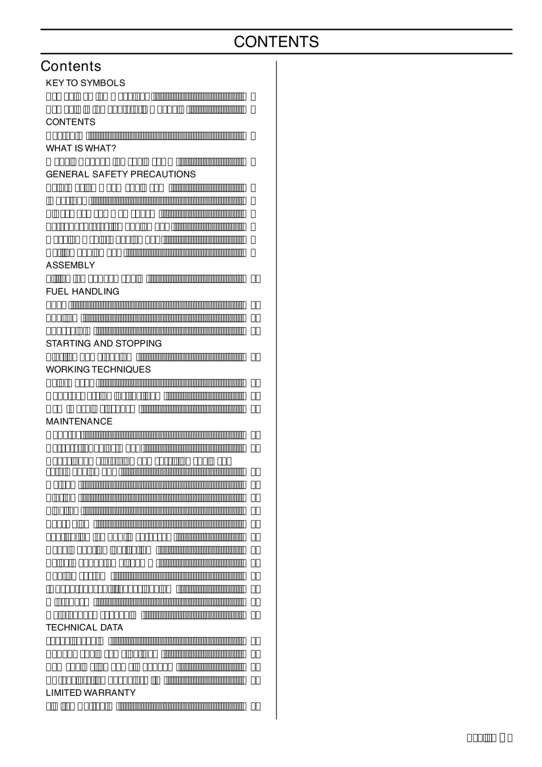 Zenoah G5300 manual Contents 