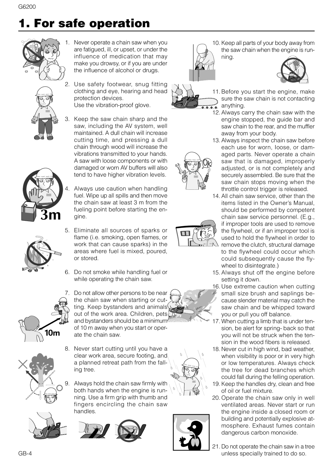 Zenoah G6200 owner manual For safe operation 