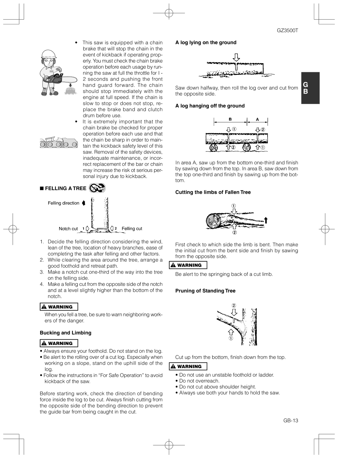 Zenoah GZ3500T owner manual Felling a Tree 