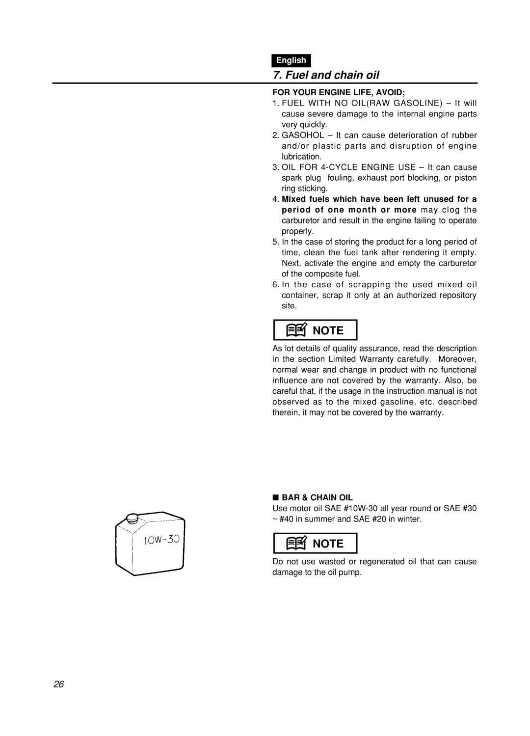 Zenoah GZ400 manual For Your Engine LIFE, Avoid, BAR & Chain OIL 