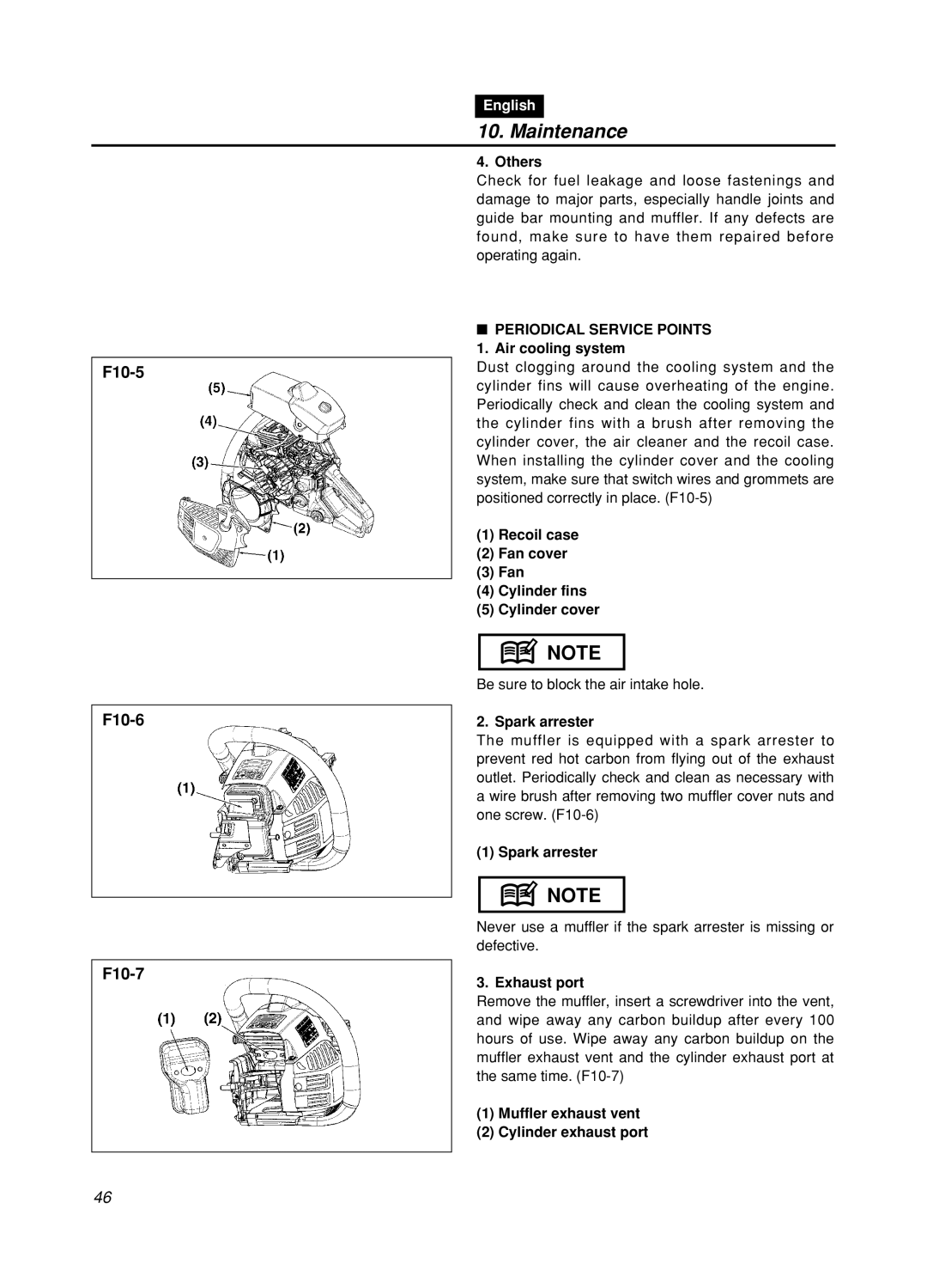 Zenoah GZ400 manual Periodical Service Points 