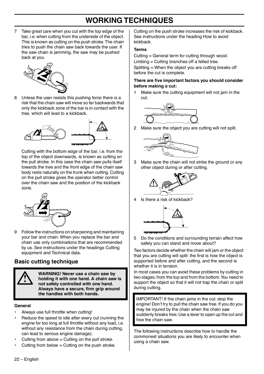 Zenoah GZ7000 manual Basic cutting technique, Terms 