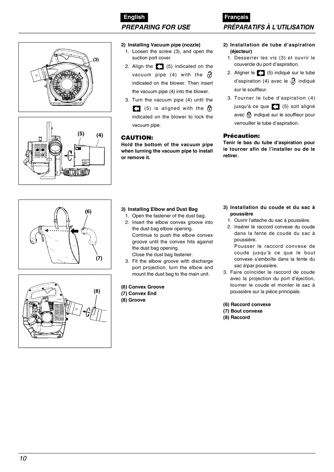 Zenoah HB2311EZ, HB2302EZ, HB2301EZ, HBZ2600 warranty Preparing for USE, Précaution 