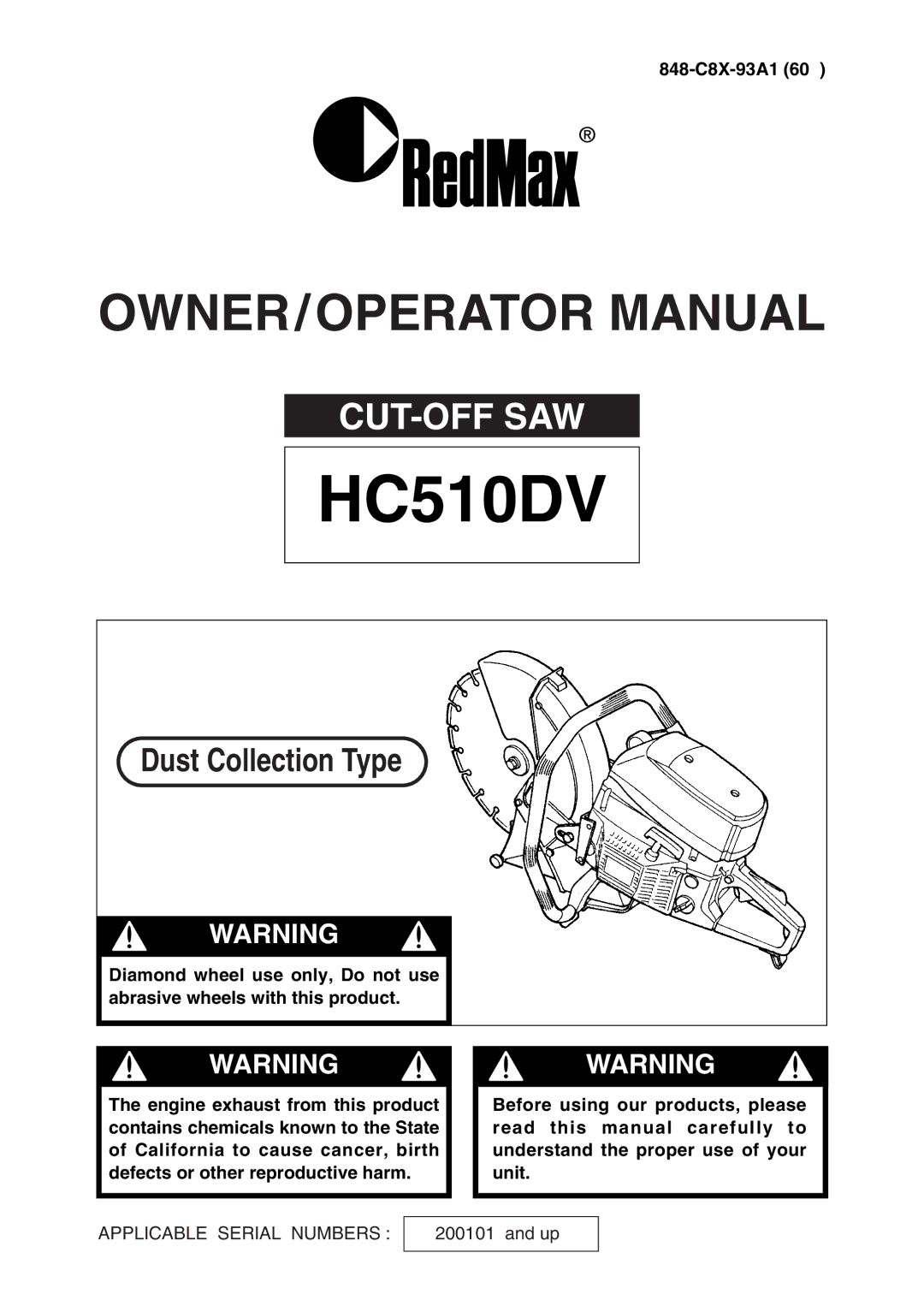 Zenoah HC510DV manual 848-C8X-93A1 