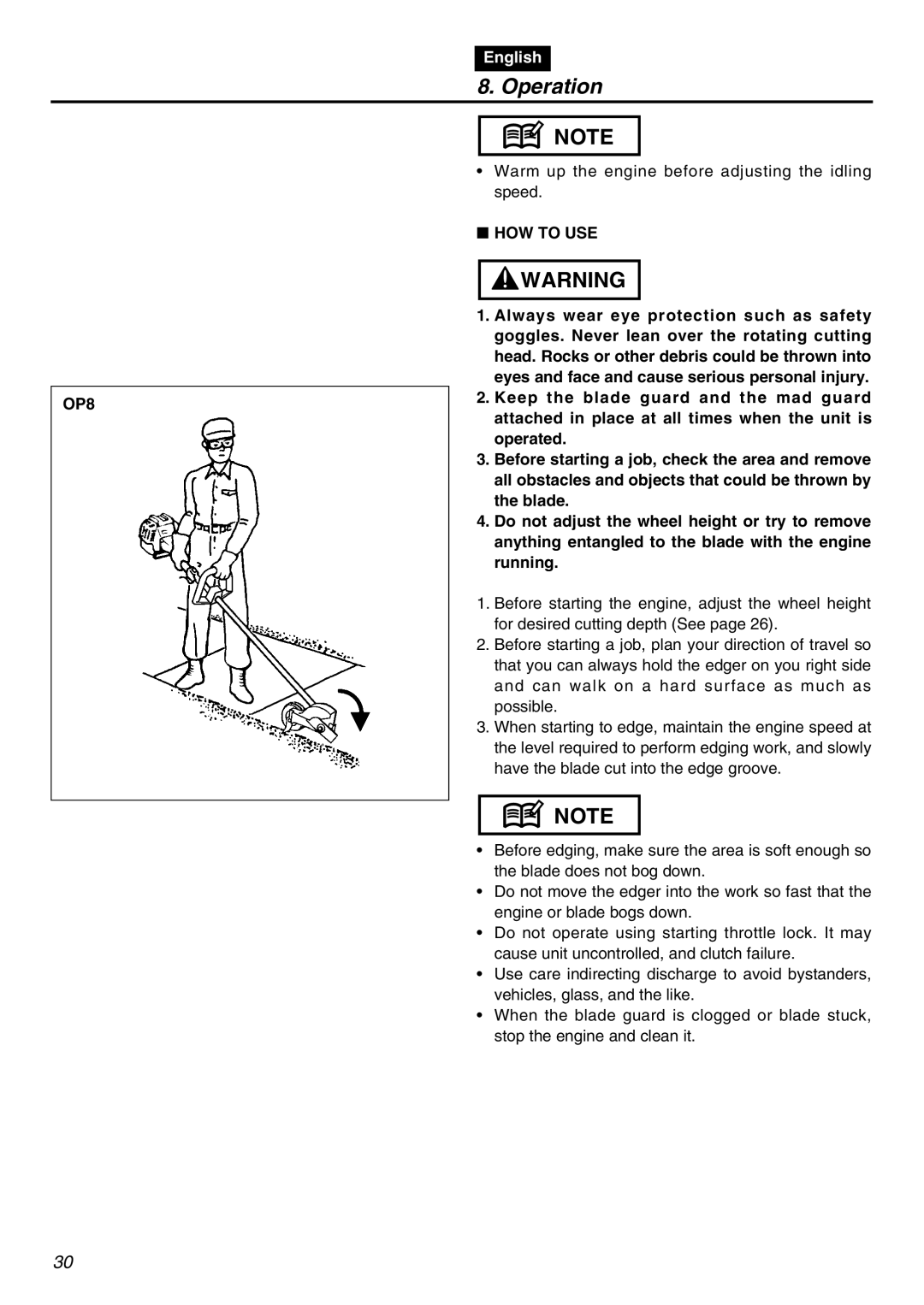 Zenoah HEZ2602S manual OP8, HOW to USE 