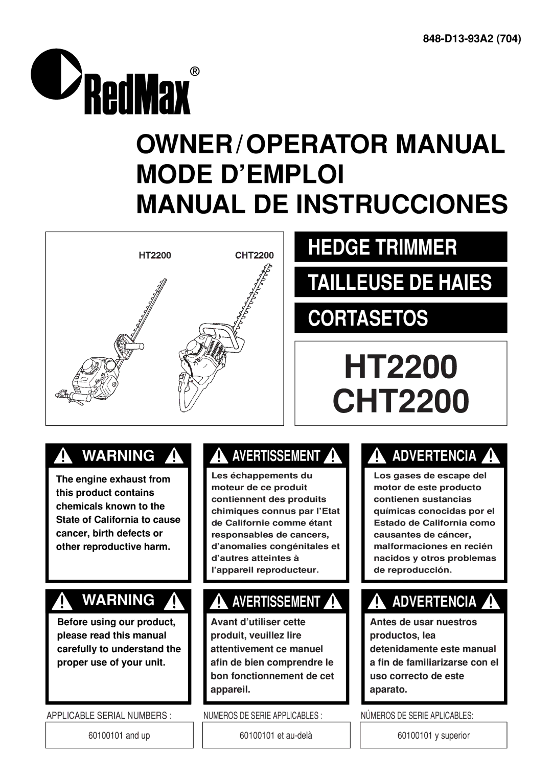 Zenoah manual HT2200 CHT2200 