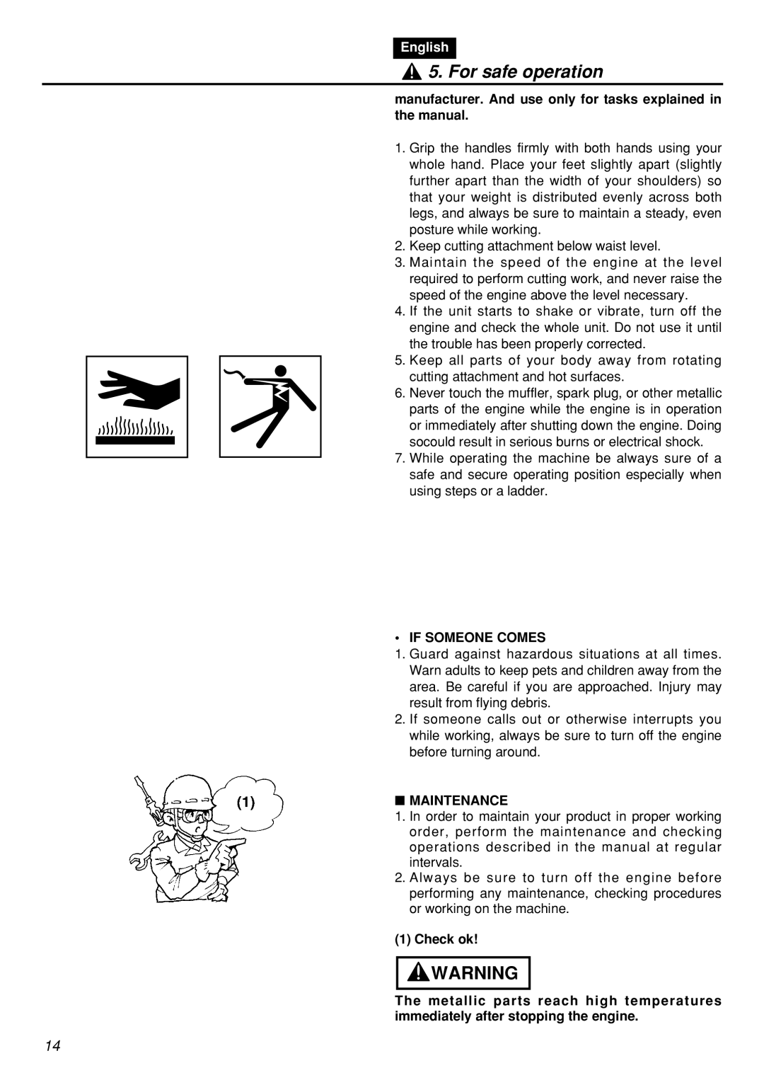 Zenoah HT2200 manual If Someone Comes, Maintenance 