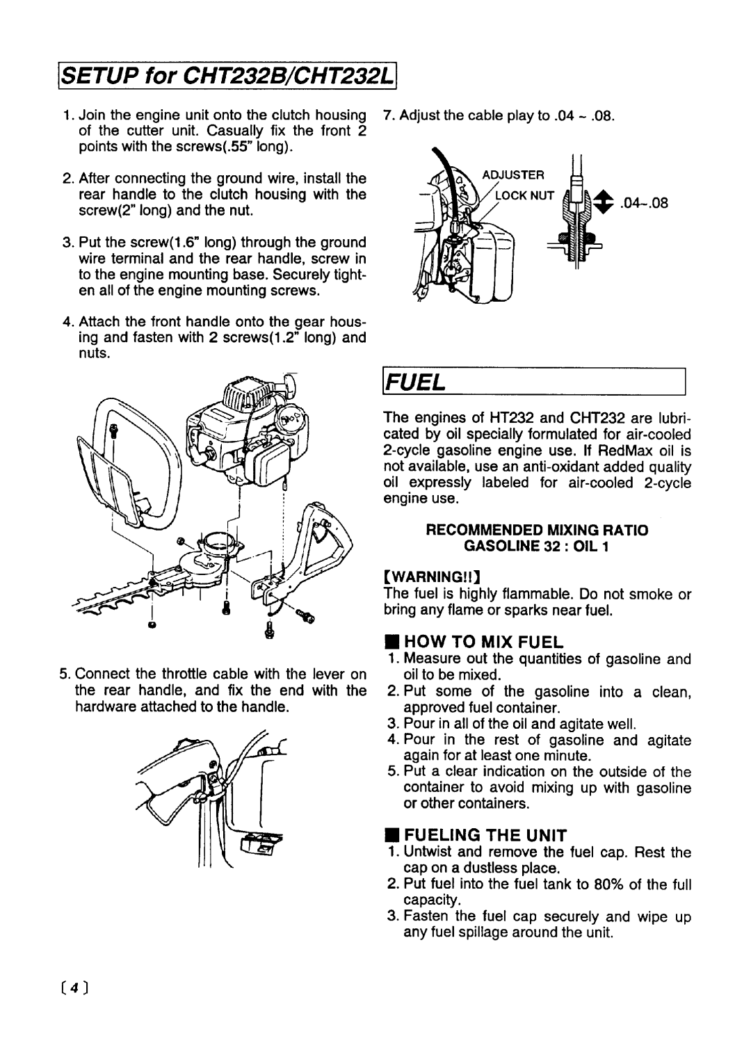 Zenoah CHT232L, CHT232B manual 