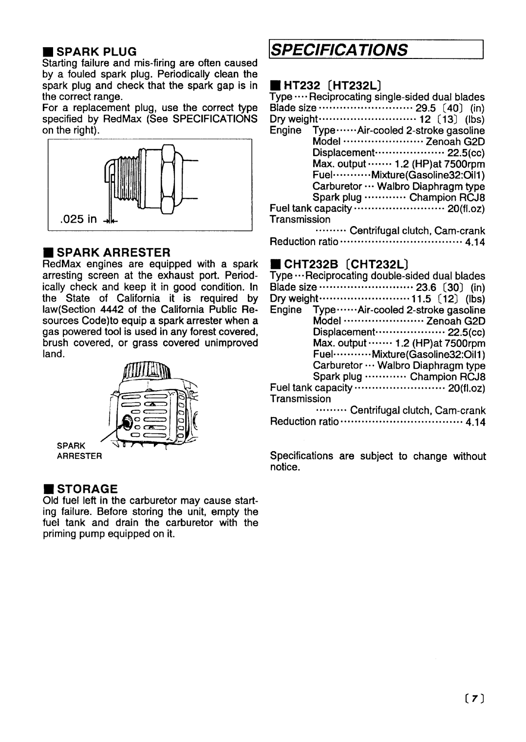 Zenoah CHT232B, CHT232L manual 