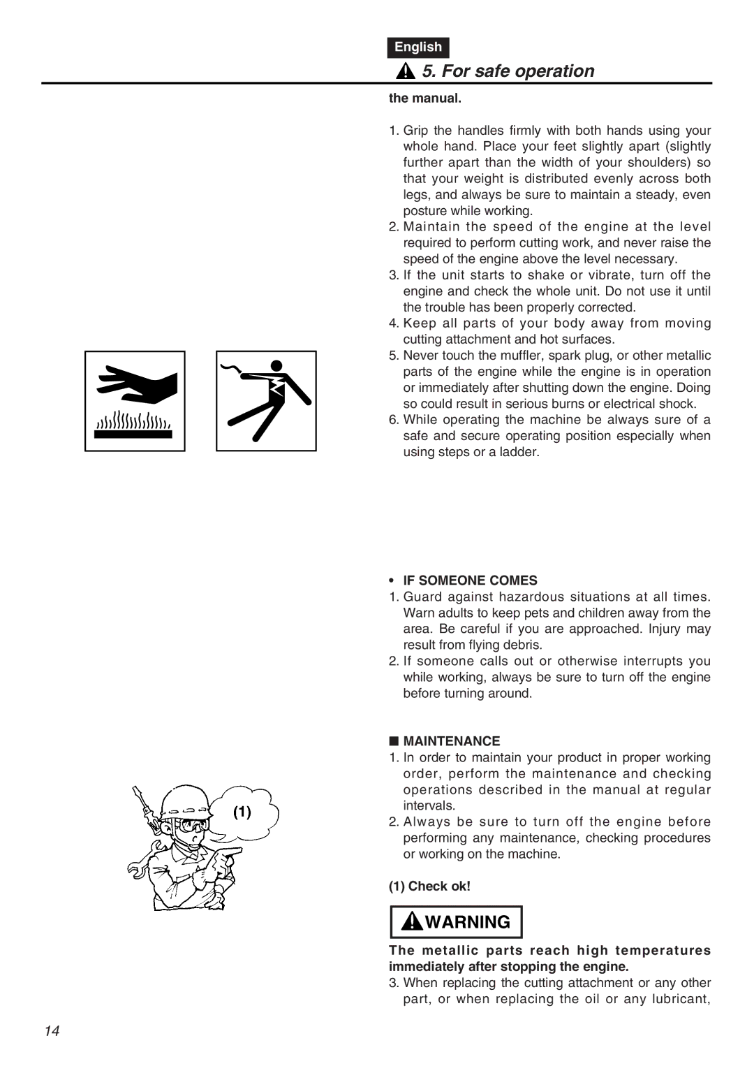 Zenoah CHTZ2401L, HTZ2401-CA manual Manual, If Someone Comes, Maintenance 