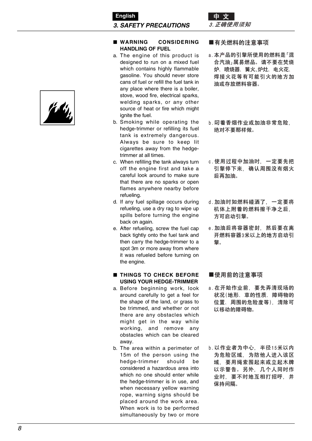 Zenoah HTZ7510, CHTZ6010 owner manual Handling of Fuel, Things to Check Before Using Your HEDGE-TRIMMER 