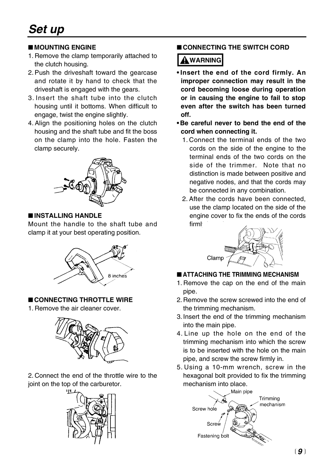 Zenoah LRT2300 manual Set up 