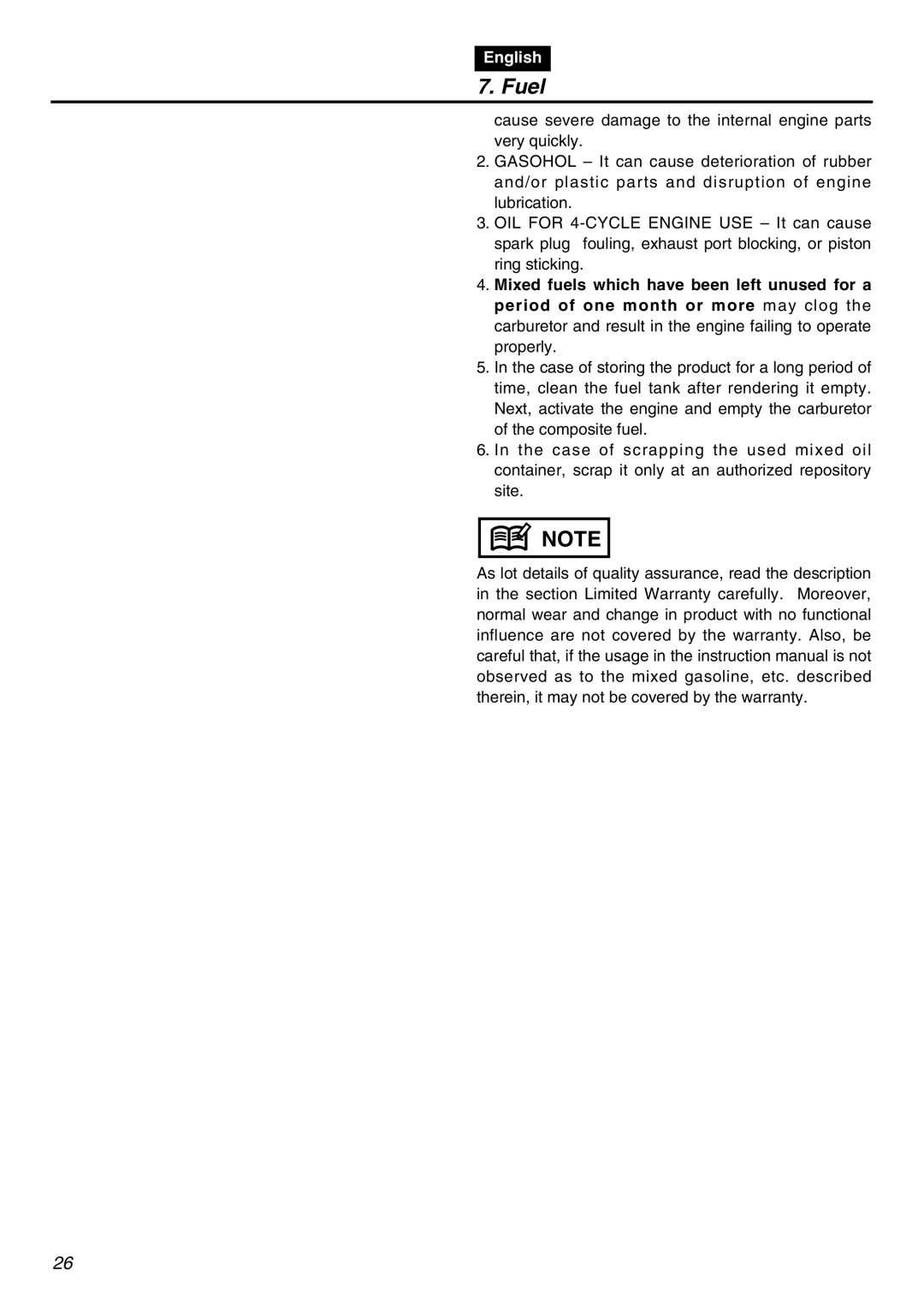 Zenoah LRTZ2401-CA manual Fuel 