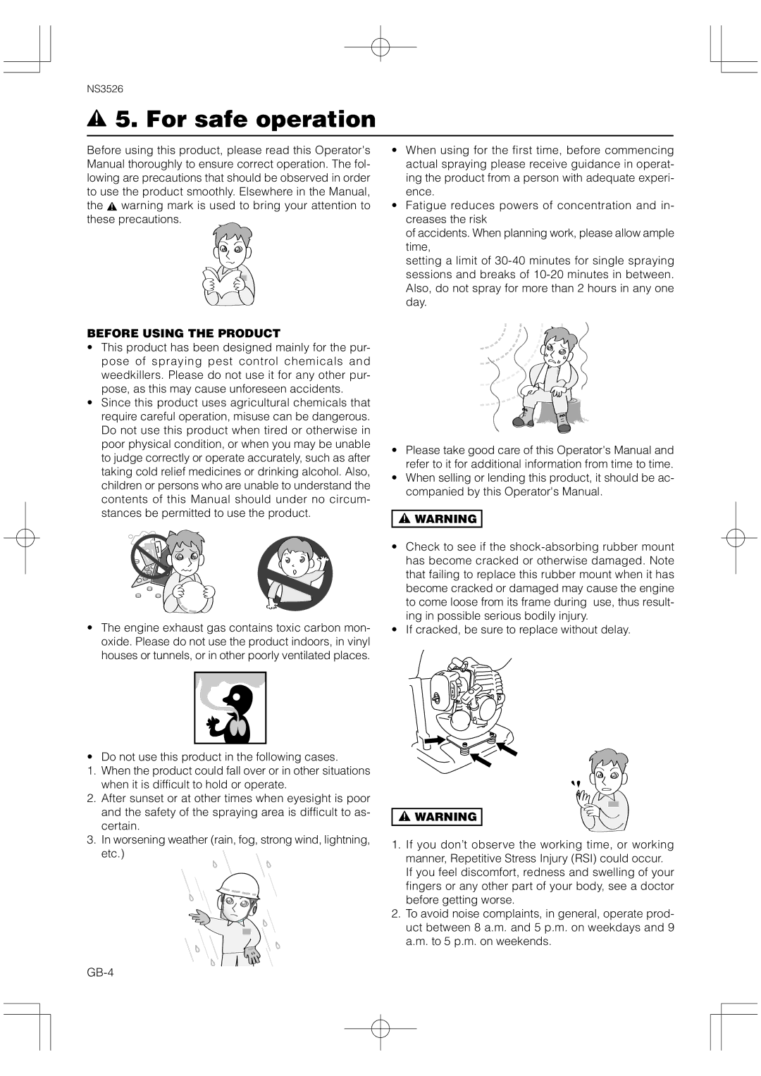 Zenoah NS3526 owner manual For safe operation, Before Using the Product 