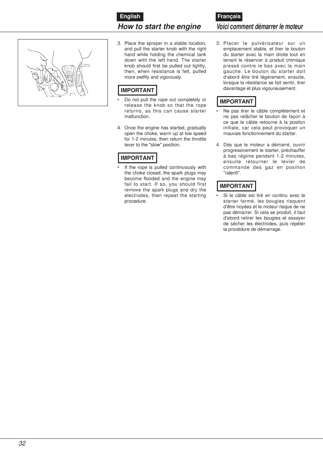 Zenoah NS531 manual Voici comment démarrer le moteur 