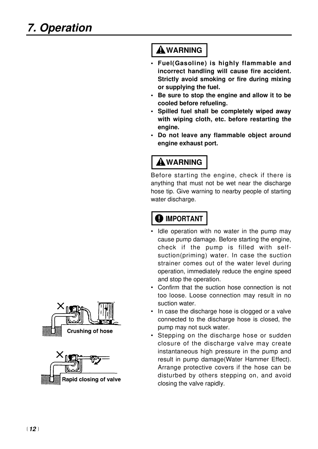 Zenoah PE2500H manual Operation 