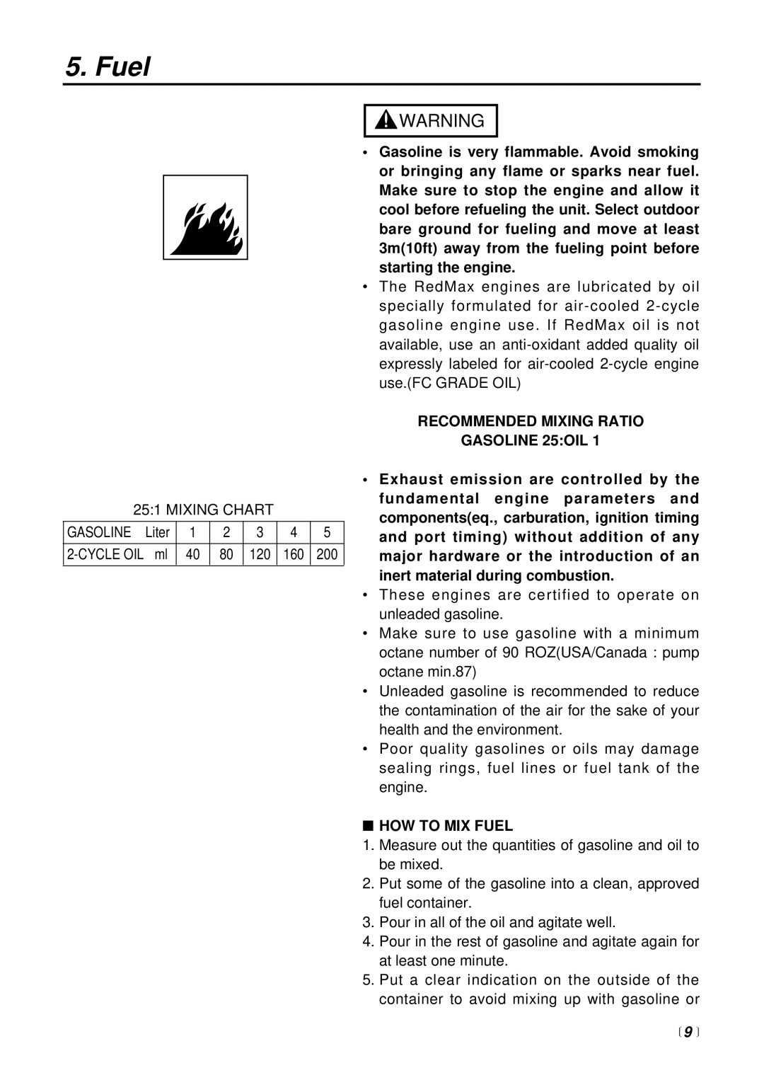 Zenoah PE2500H manual Recommended Mixing Ratio Gasoline 25OIL, HOW to MIX Fuel 