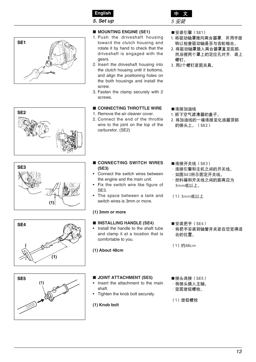 Zenoah PSJ2300 owner manual SE1 SE2 SE3 SE4, SE5 