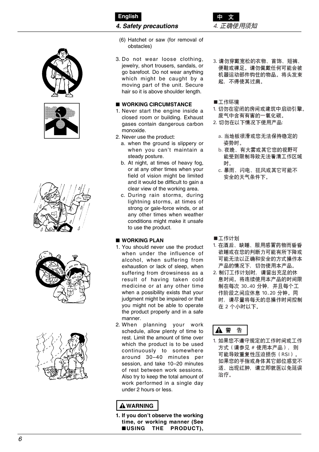 Zenoah PSJ2300 owner manual Working Circumstance, Working Plan, Using the Product 