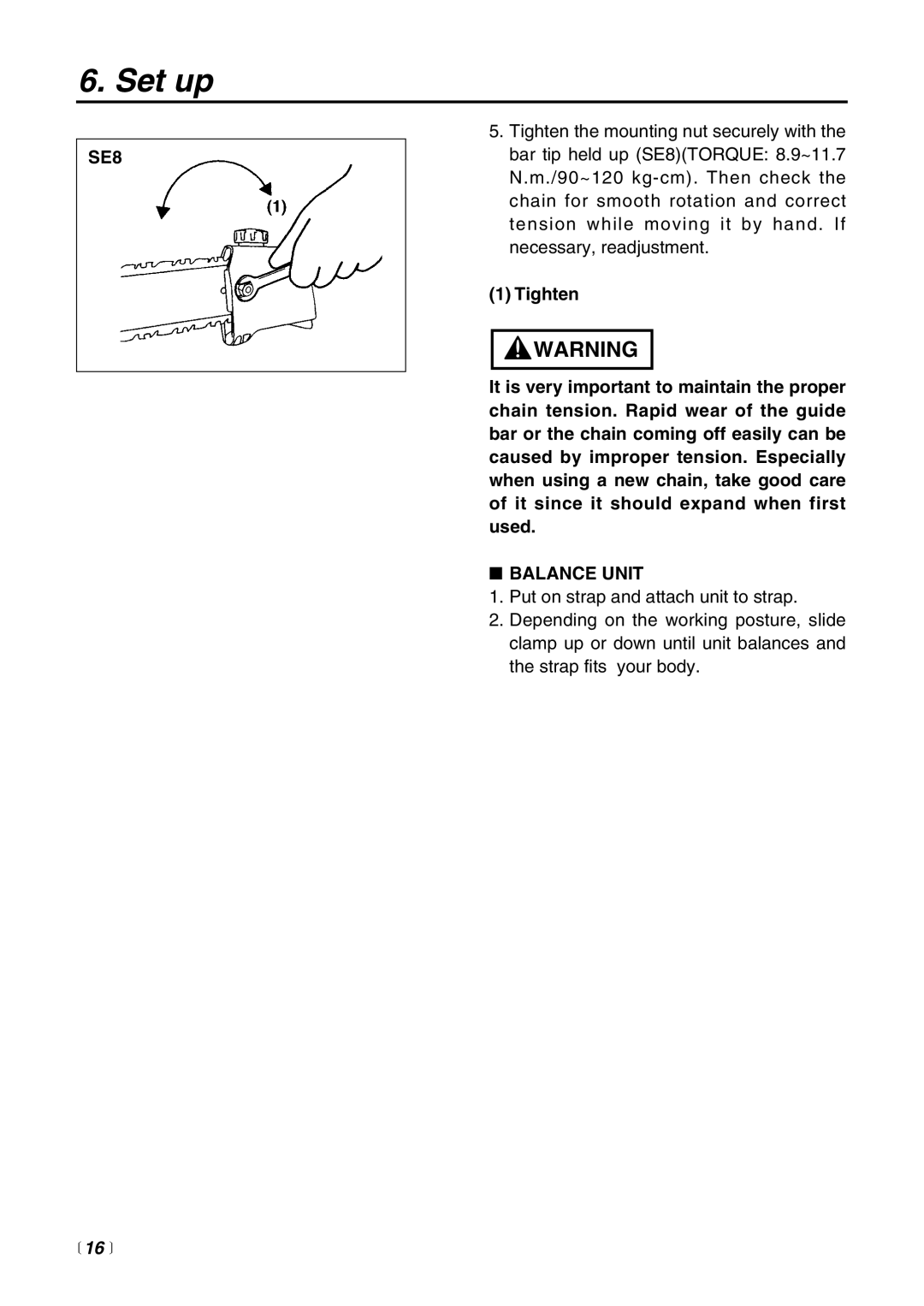 Zenoah PSZ2500 manual SE8, Balance Unit 