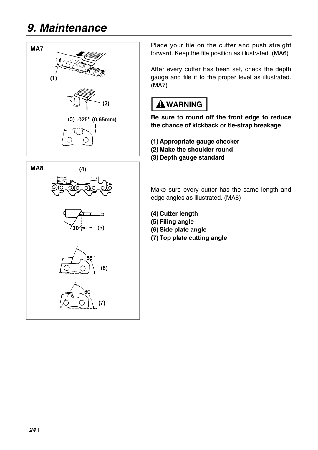 Zenoah PSZ2500 manual MA7 MA8 