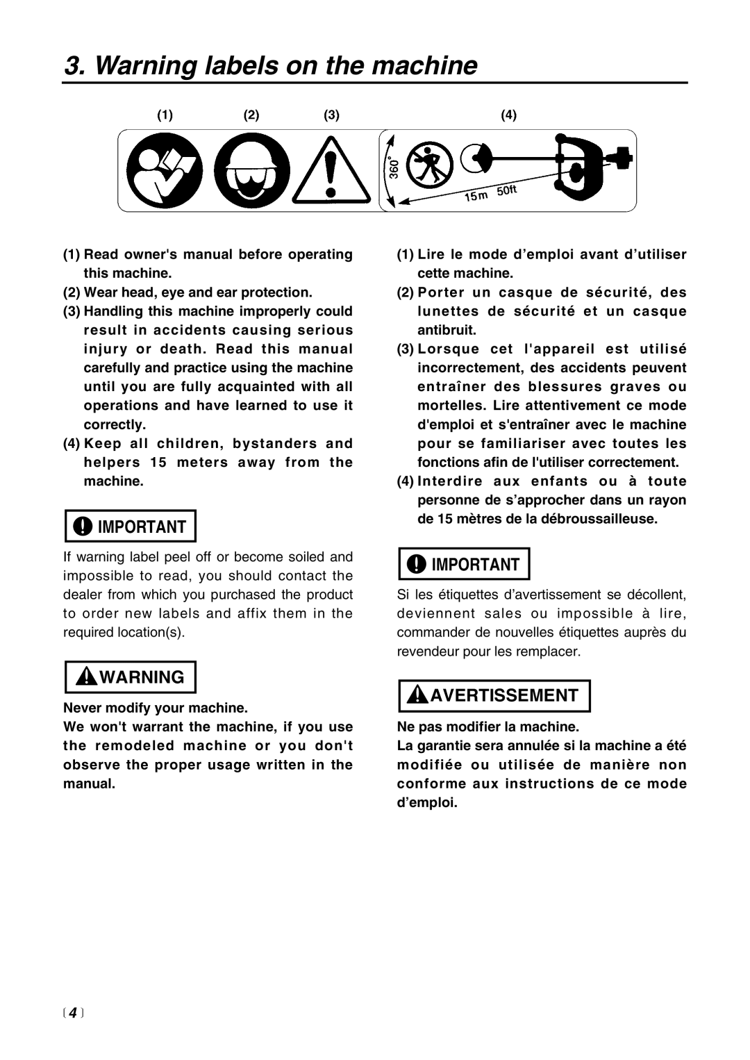 Zenoah PSZ2500 manual Avertissement 