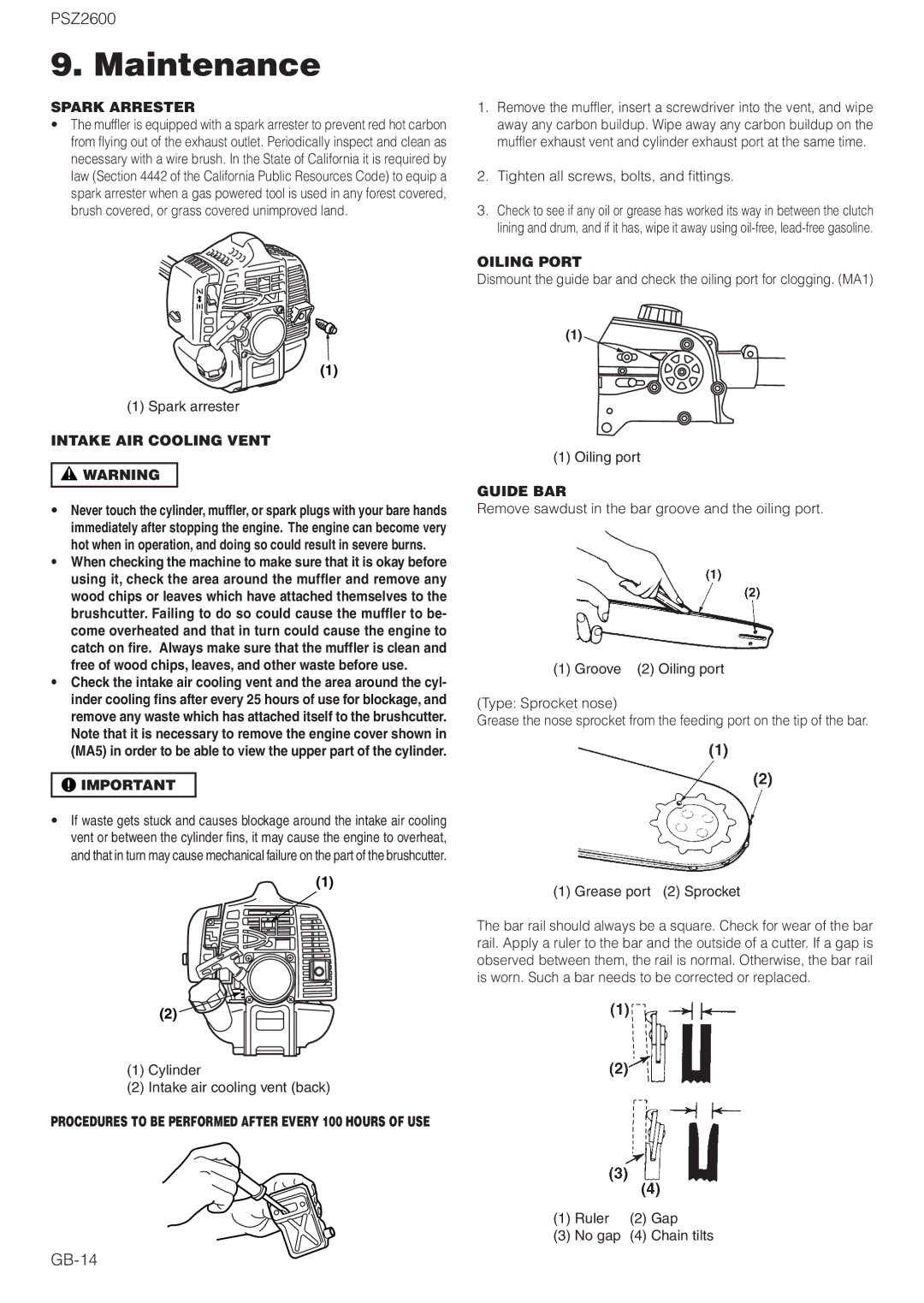 Zenoah PSZ2600 owner manual GB-14 