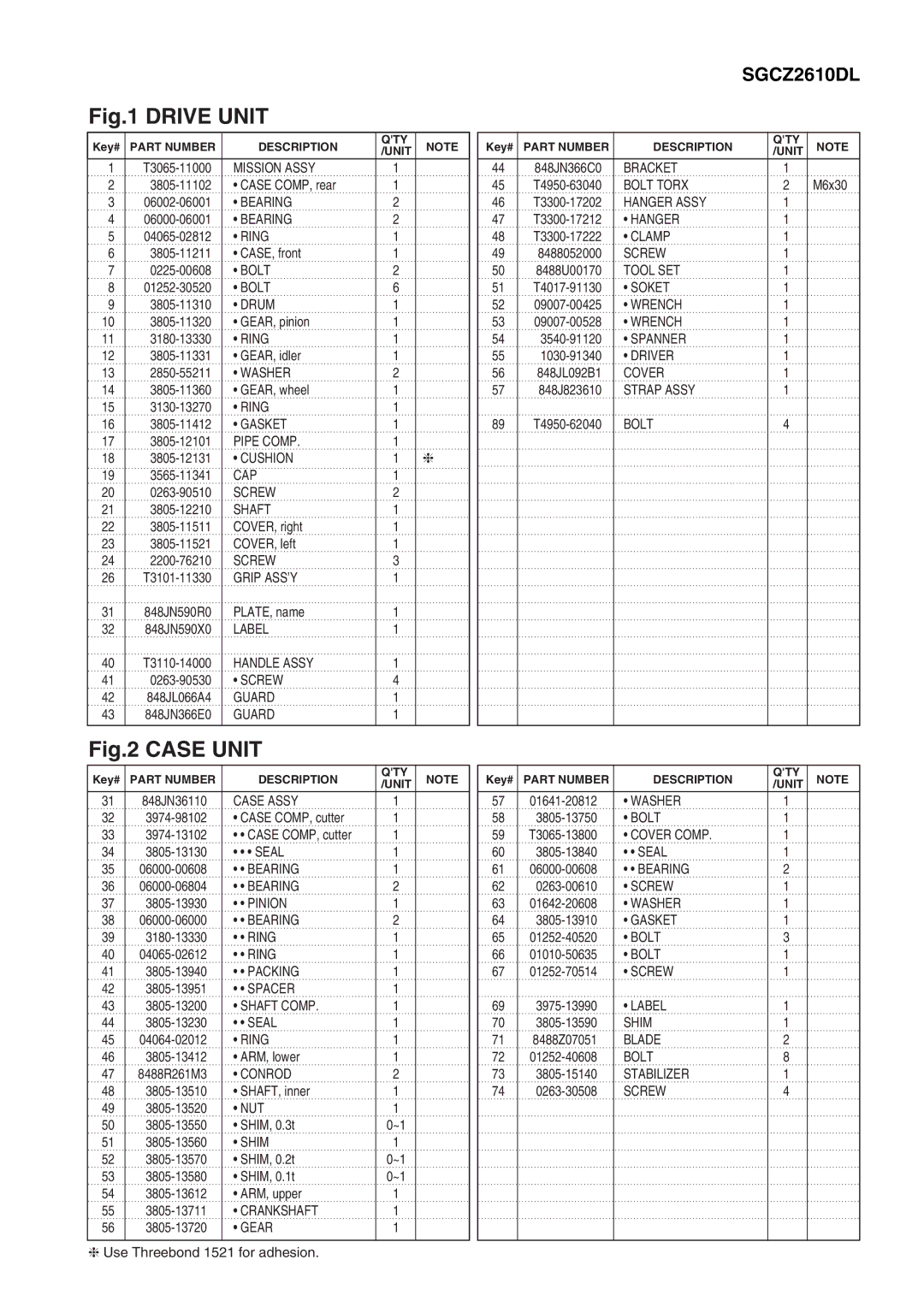 Zenoah SGCZ2610DW, SGCZ2610DL manual Mission Assy 