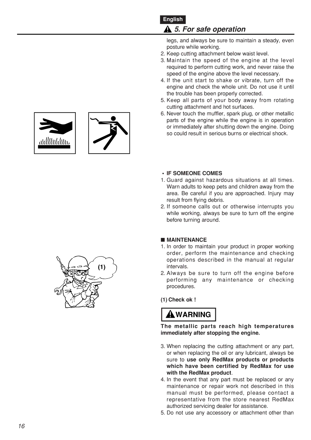 Zenoah SRTZ2401F-CA manual If Someone Comes, Maintenance 